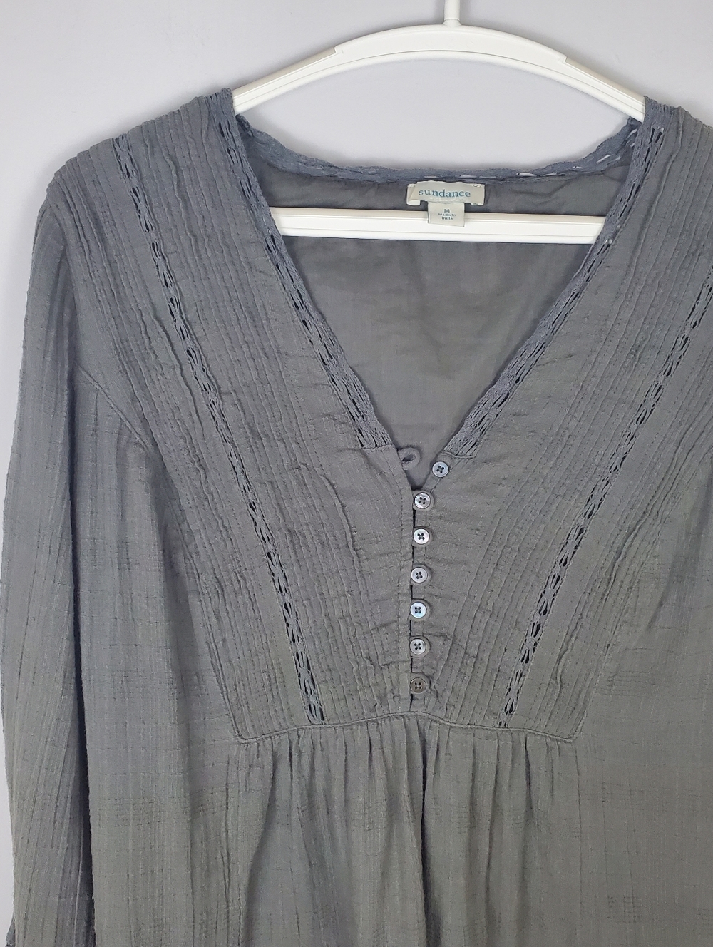Sundance Grey Button-Front Tunic Dress Size Medium - Picture 10 of 15